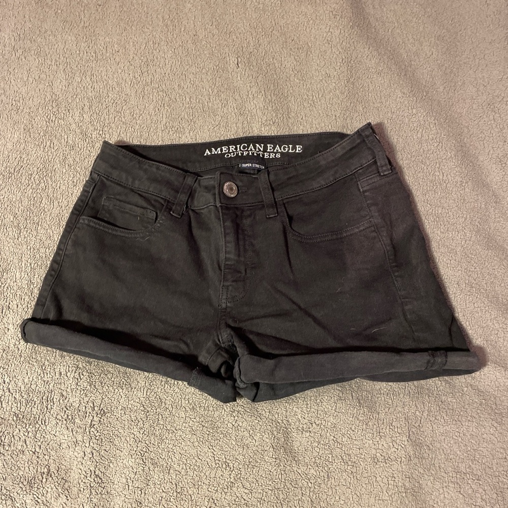 American Eagle black jean shorts